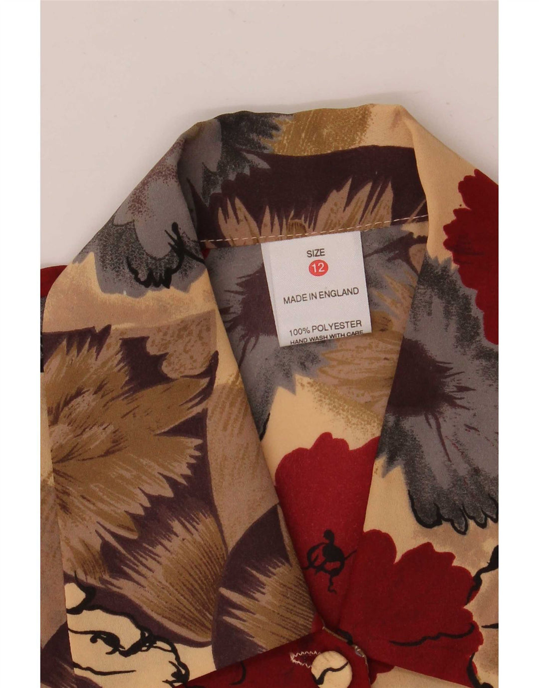 Bluză de cămașă vintage pentru femei UK 12 Poliester floral mediu multicolor
