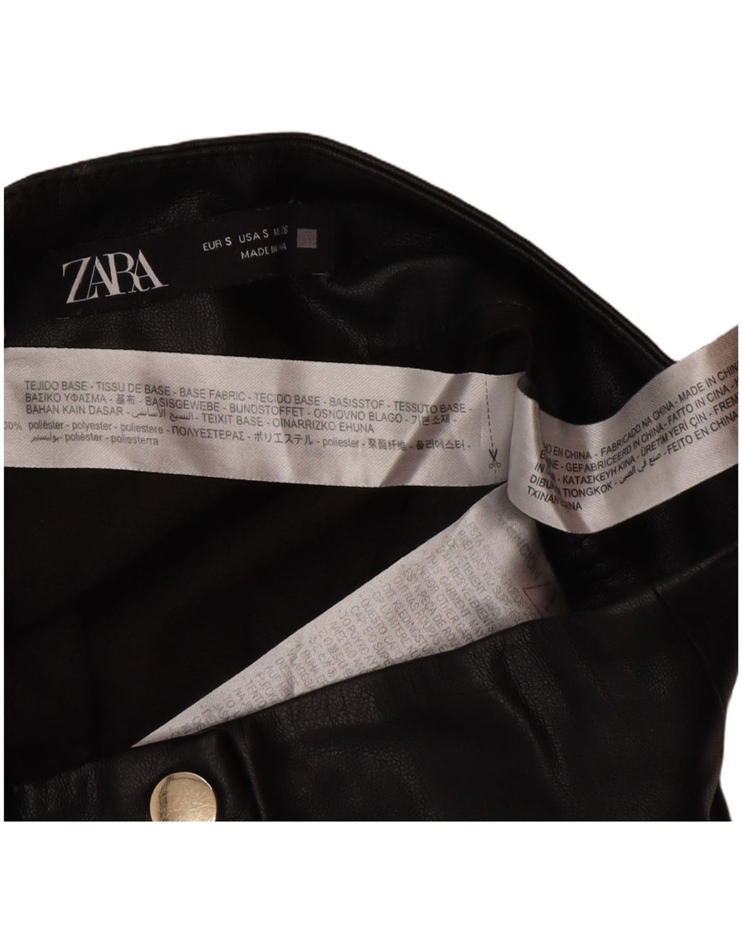 Fusta mini din piele artificială Zara pentru femei Mic W26 Poliester negru