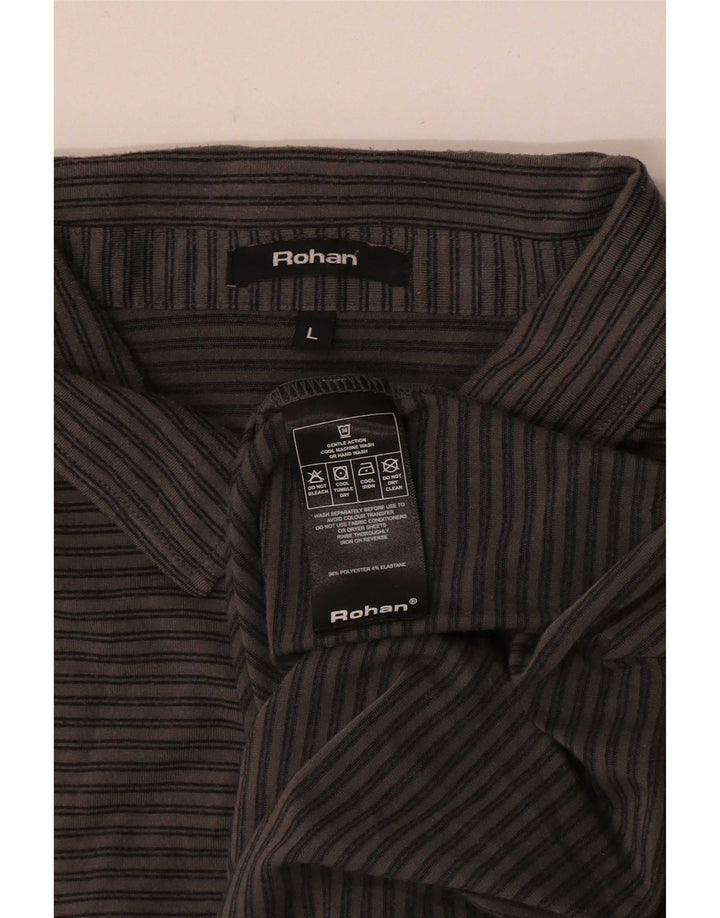 Tricou polo pentru bărbați Rohan, mare, gri poliester cu dungi