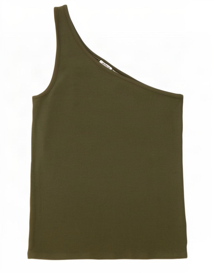 Top pentru femei Marks & Spencer cu un singur umăr UK 12 Medium Khaki Bumbac