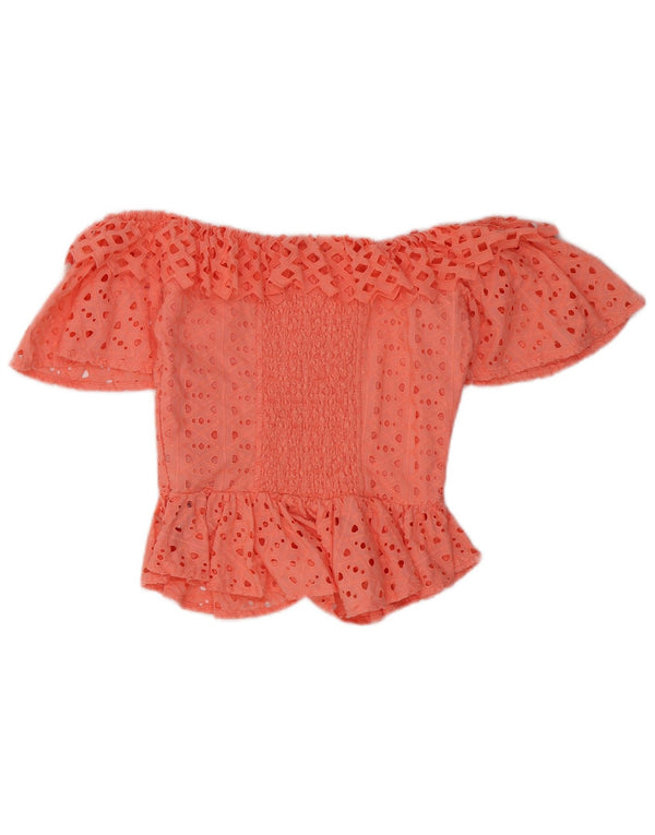 Top pentru femei Guess Crop Off Shoulder UK 4 XS Pink Bumbac