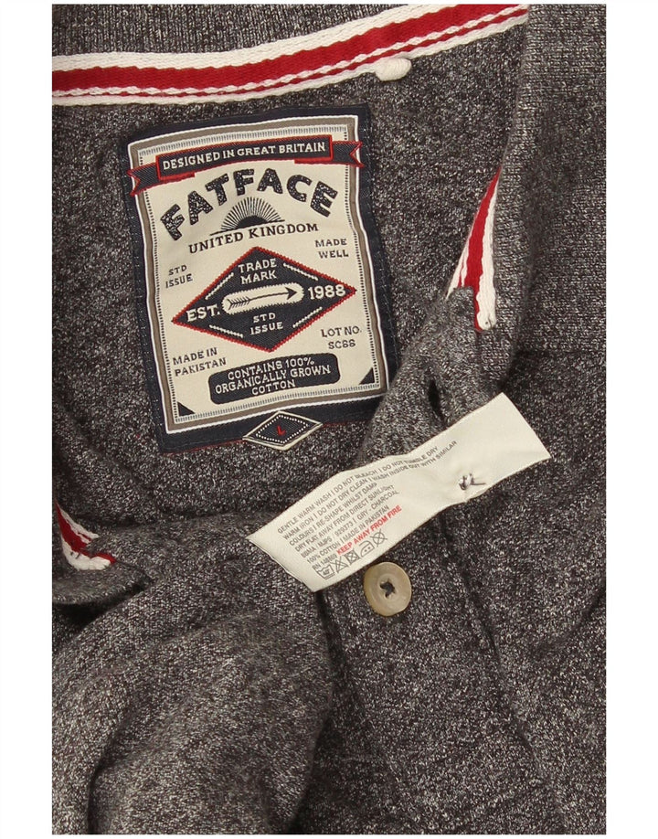 Tricou polo pentru bărbați Fat Face, mare, gri bumbac pete