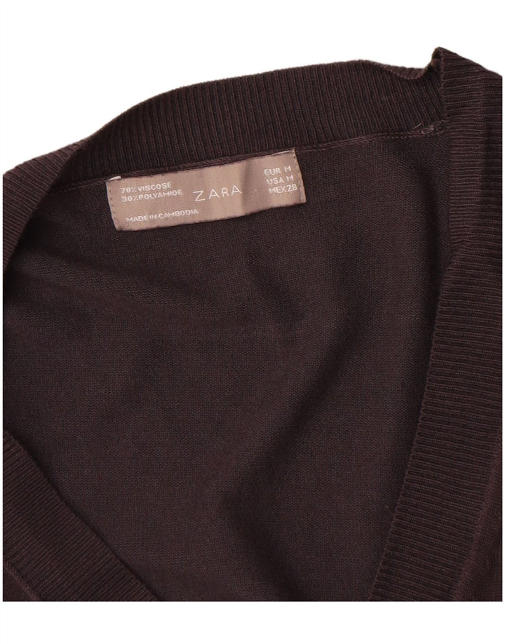 Pulover cardigan pentru femei Zara UK 12 Medium Gri Viscose