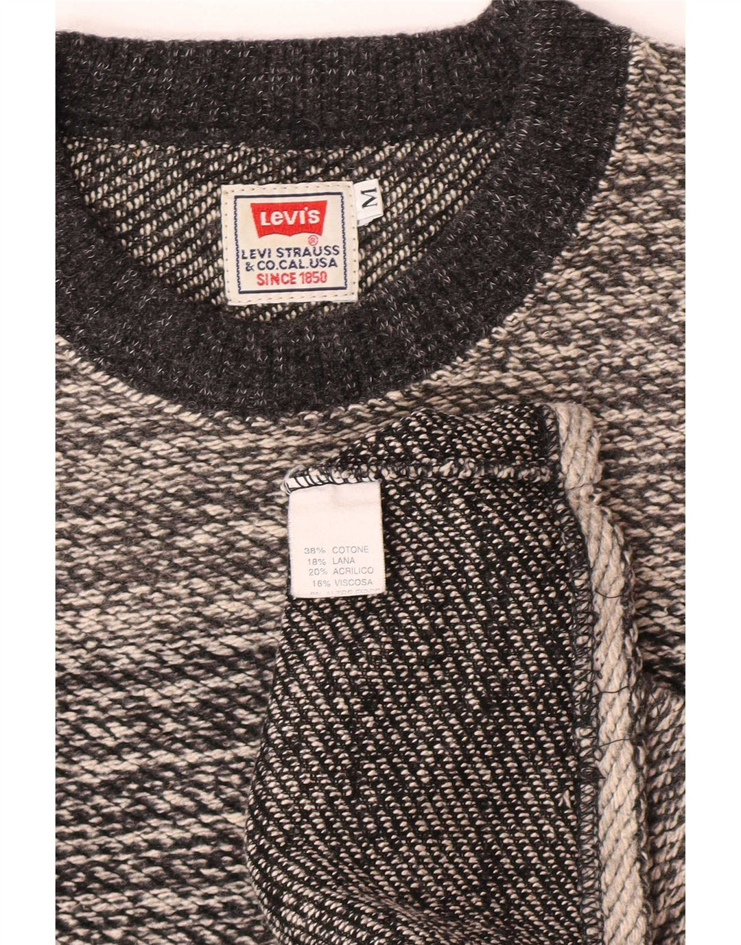 Pulover Levi's pentru bărbați, cu gât crew, bumbac cu dungi, gri mediu