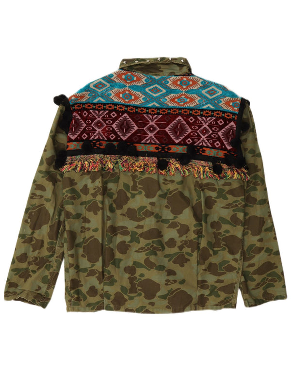 Jachetă militară supradimensionată pentru femei Zara UK 6 XS bumbac camuflaj kaki