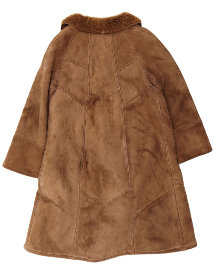Palton din shearling vintage pentru femei IT 44 maro mediu din shearling clasic