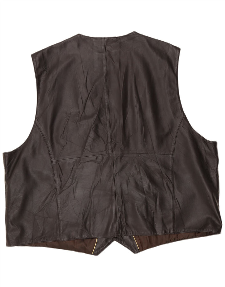 Vestă din piele vintage pentru bărbați 2XL din piele maro
