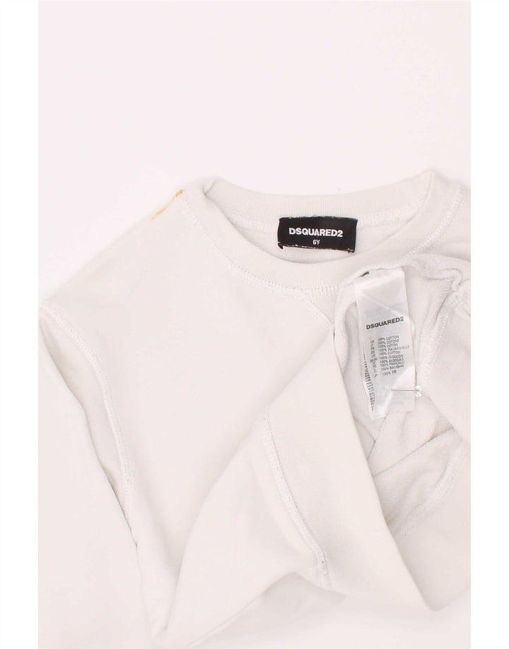 Dsquared2 Fete Pulover Grafic Pulover 5-6 Ani Bumbac Alb