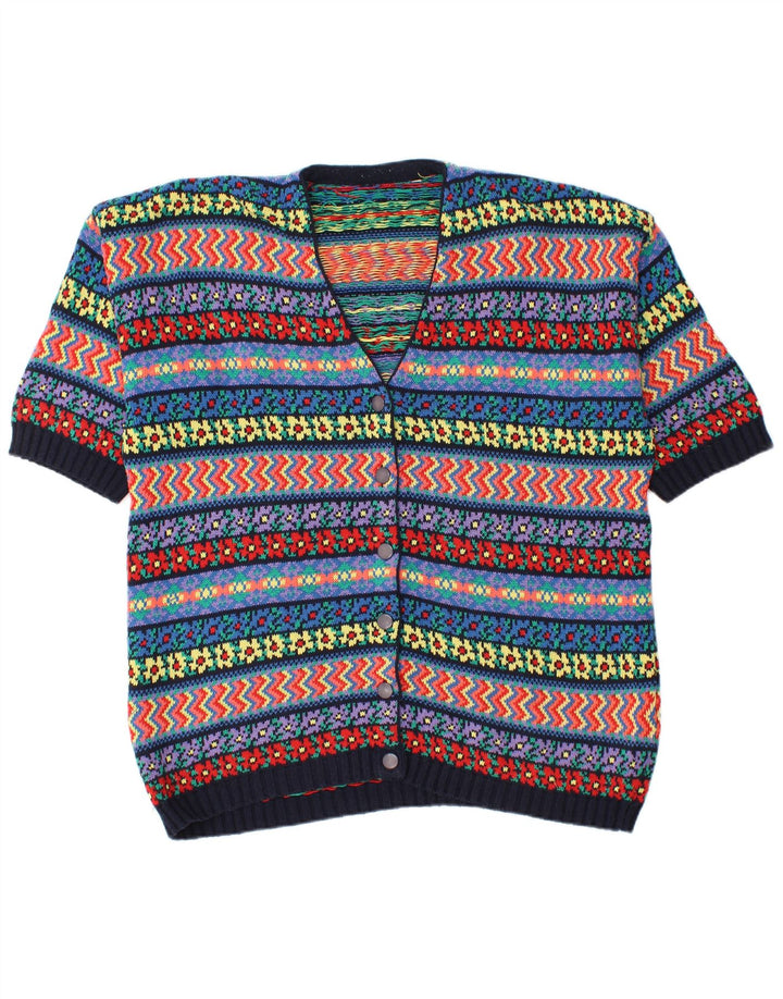 Pulover cardigan supradimensionat pentru femei vintage UK 16 mare multicolor