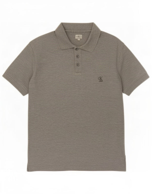 Cămașă polo pentru bărbați Calvin Klein Jeans, bumbac gri mic