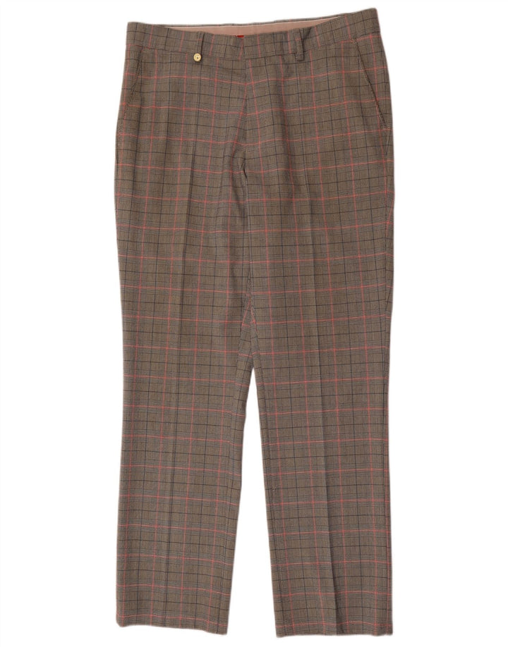 Pantaloni de costum drepți pentru bărbați Golfino L34 L31 poliester cu carouri gri