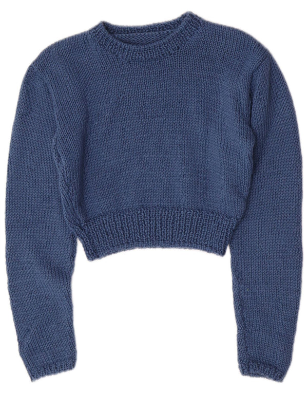 Pulover vintage pentru femei cu decolteu cu barcă și pulover UK 8 Small Blue
