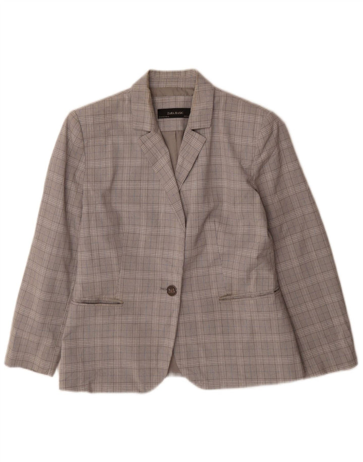 Blazer pentru femei Zara cu 1 nasture EU 40 Gri Mediu Picior de Puie