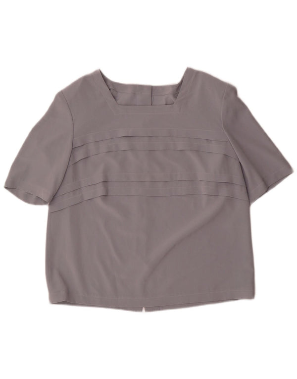 Bluză cămașă vintage pentru femei cu mânecă scurtă UK 16 mare gri