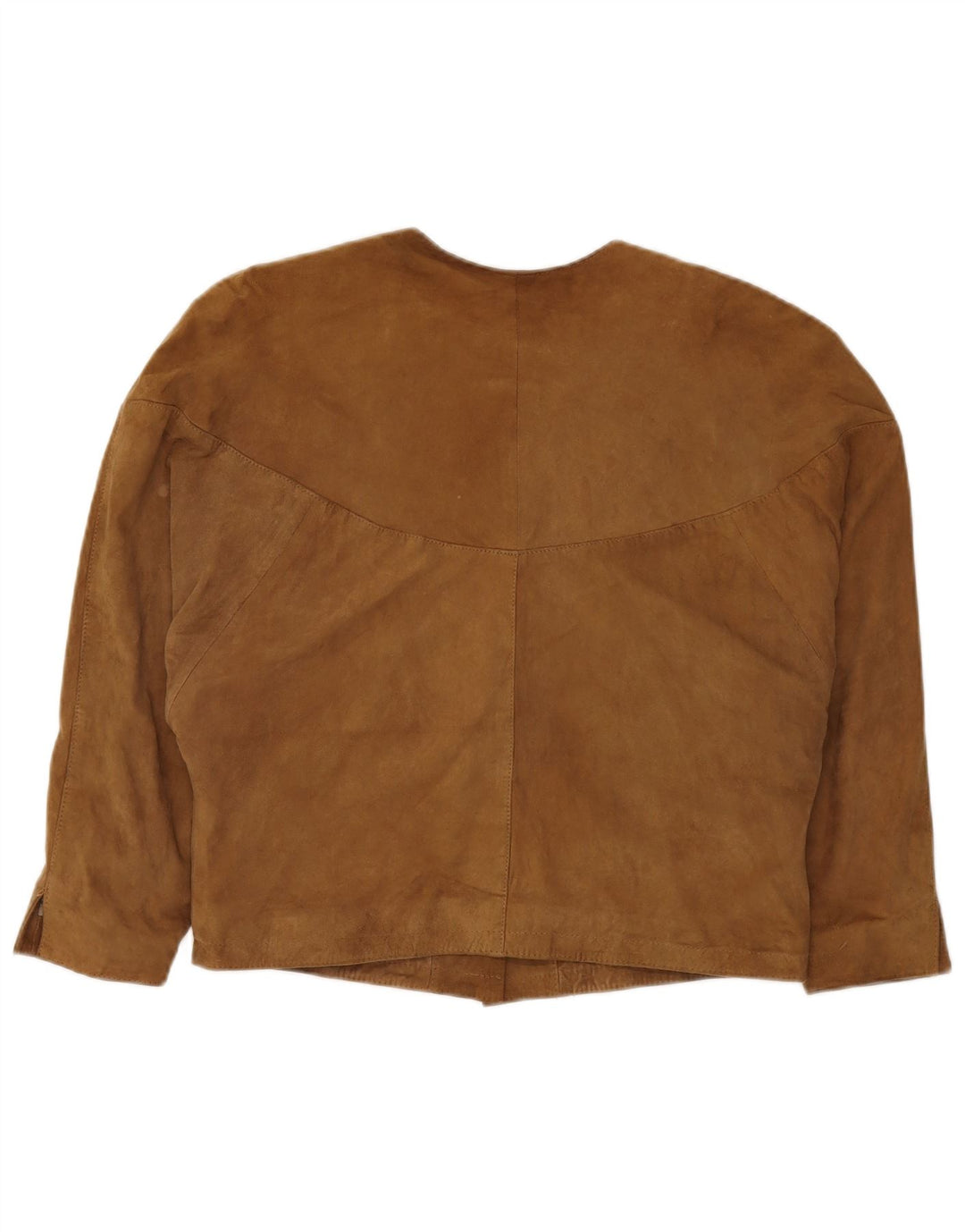 Blazer Vintage pentru femei cu 4 nasturi din piele intoarsa, UK 16, maro mare