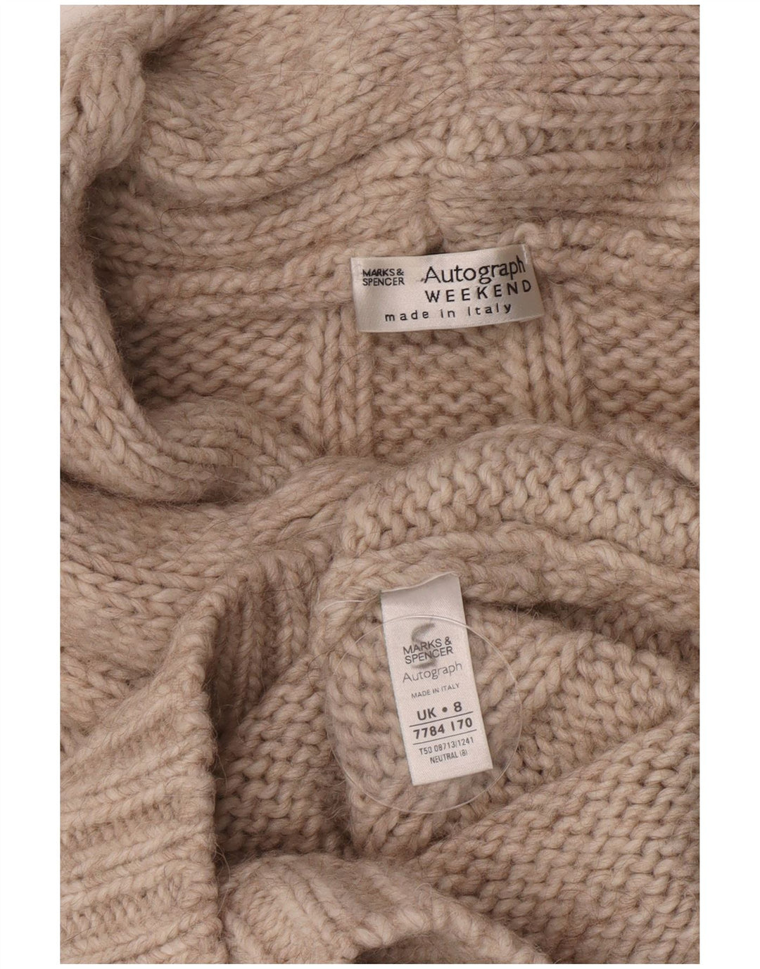 Pulover pentru femei Marks & Spencer cu gât rulat UK 8 Mic Bej Acrilic