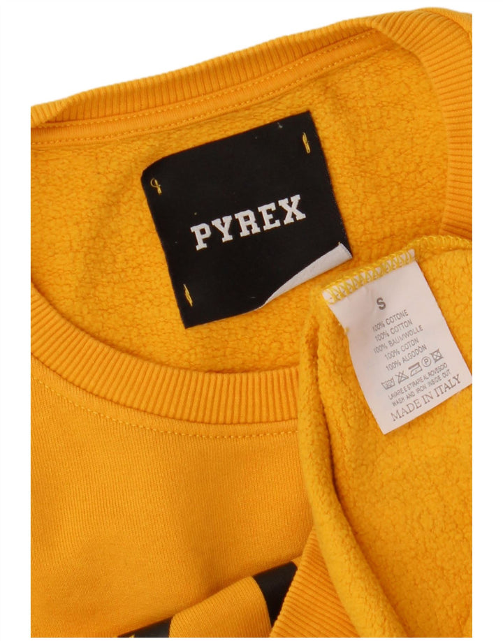 Pulover grafic Pyrex pentru bărbați, bumbac galben mic