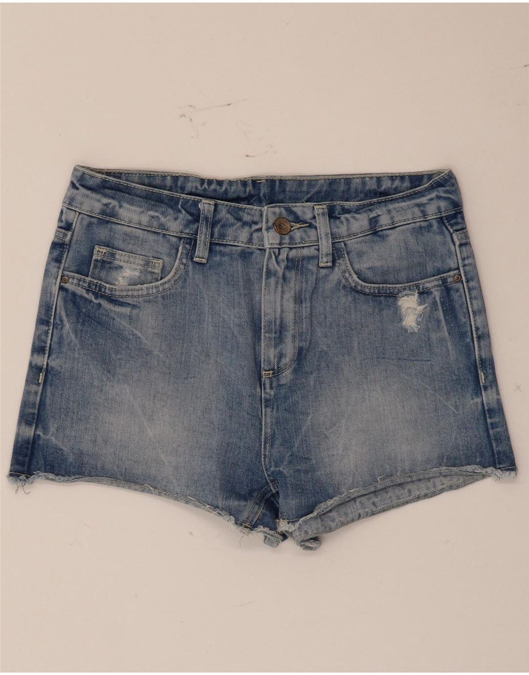 Pantaloni scurți din denim învechit pentru femei Zara EU 36 XS W26 Albastru