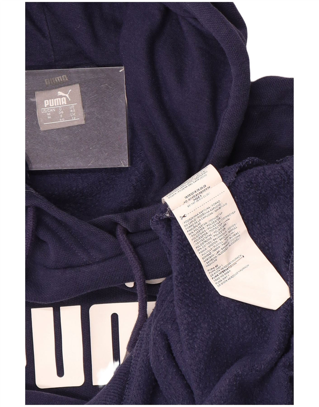 Pulover cu glugă grafic PUMA pentru femei UK 12 Poliester mediu albastru bleumarin