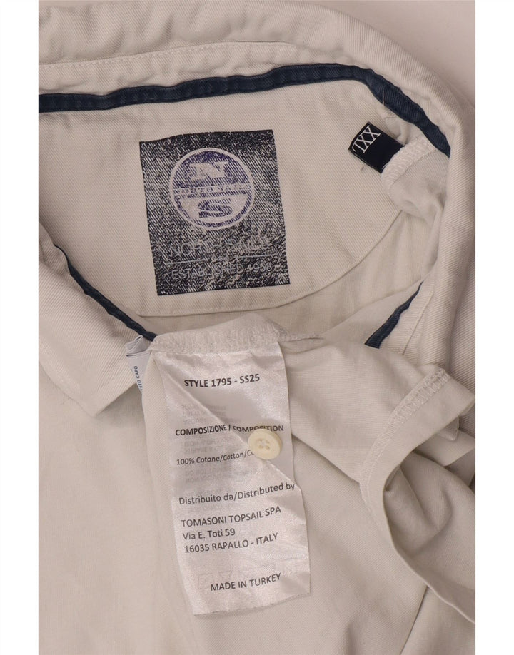 Tricou polo grafic North Sails pentru bărbați, bumbac alb 2XL
