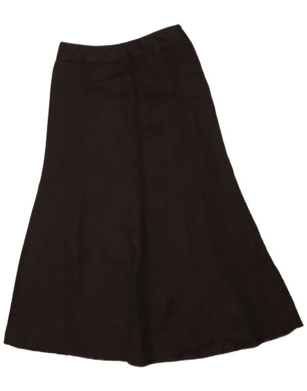 Fusta Maxi A-Line pentru femei Vintage IT 46 Large W32 Black Silk Classic