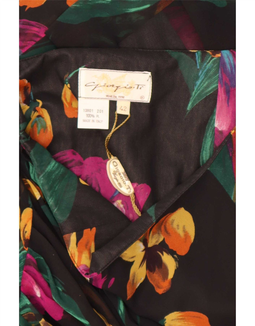 Fustă A-Line plisată pentru femei Giorgio Ti IT 42 Poliester Floral Negru Mediu