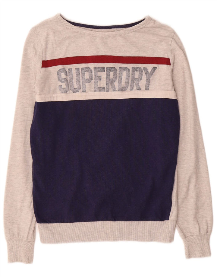 Pulover cu grafic Superdry pentru femei UK 12 Medium Gri Colorblock