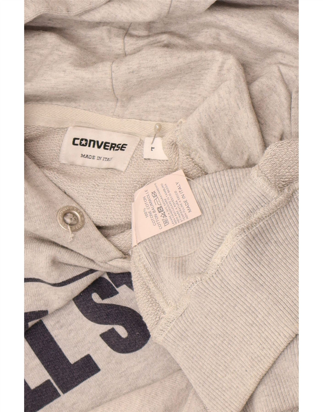 Pulover pentru bărbați Converse Graphic Hoodie Jumper mare, gri, bumbac