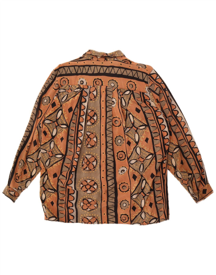 Bluză pentru femei vintage cămașă UK 20 2XL maro geometrică