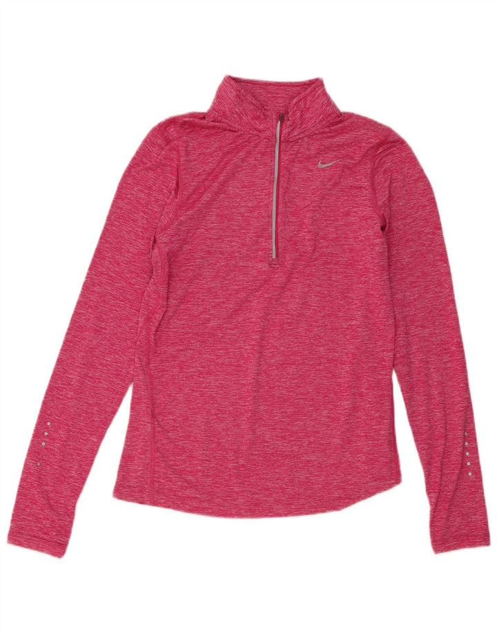 Top de trening Nike pentru femei, cu fermoar și gât, poliester roz, 10 UK