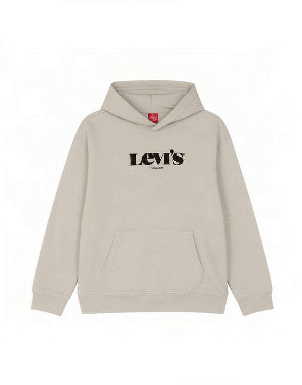 Pulover cu glugă supradimensionat cu grafic Levi's pentru femei UK 10 Bumbac alb mic