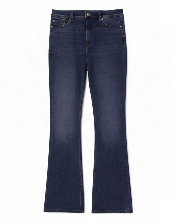 Marks & Spencer Blugi subțiri evazați pentru femei UK 12 Medium W30 L31 Blue Bumbac