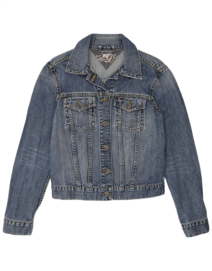 Jachetă de denim pentru femei Tommy Hilfiger UK 12, bumbac albastru mediu
