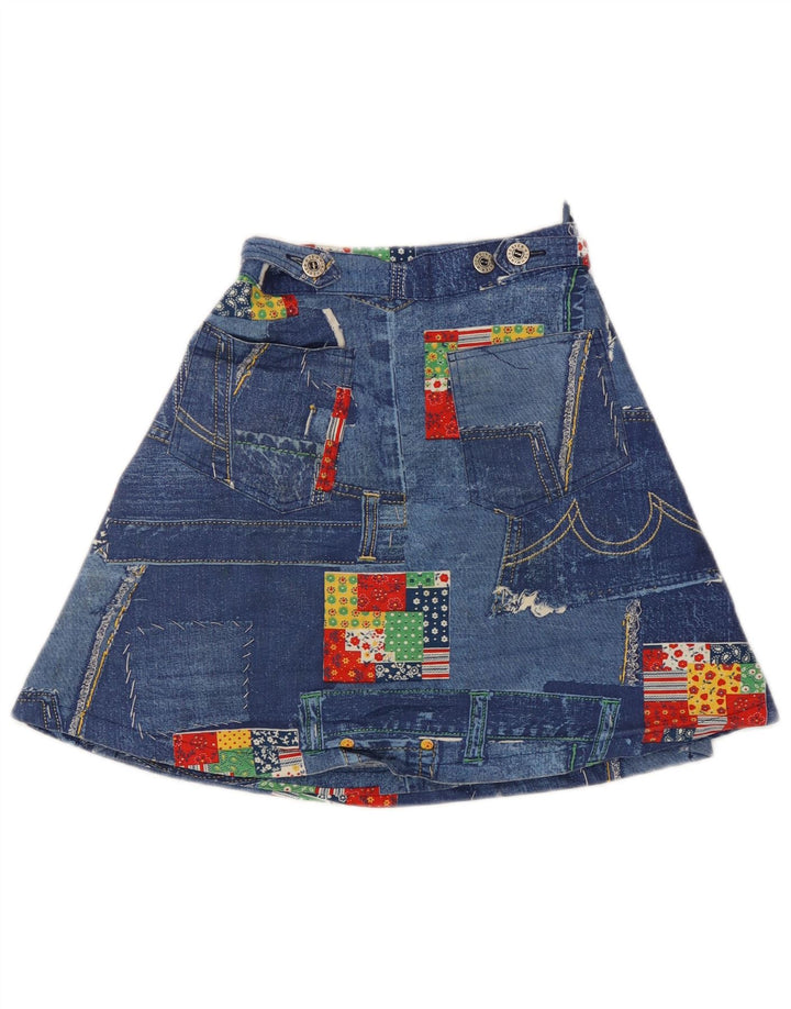 Fusta W24 XS Blue Patchwork din denim pentru femei