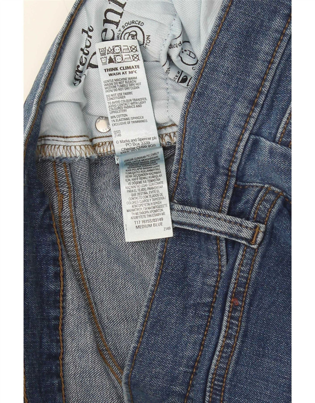 Blugi subțiri pentru femei Marks & Spencer W30 L31 Bumbac albastru