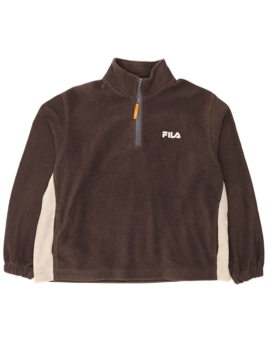 Pulover Fila pentru bărbați, cu fermoar și gât, din lână, mare, maro, din poliester