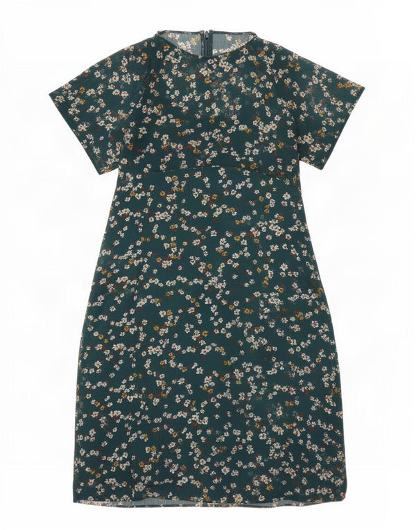Rochie în formă de A pentru femei Marks & Spencer UK 10 Poliester cu flori, verde, mică