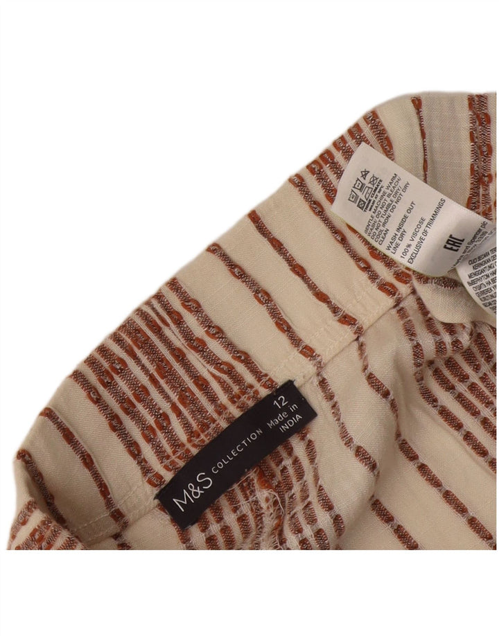 Marks & Spencer Pantaloni scurți pentru femei UK 12 Medium W32 White Striped Viscose
