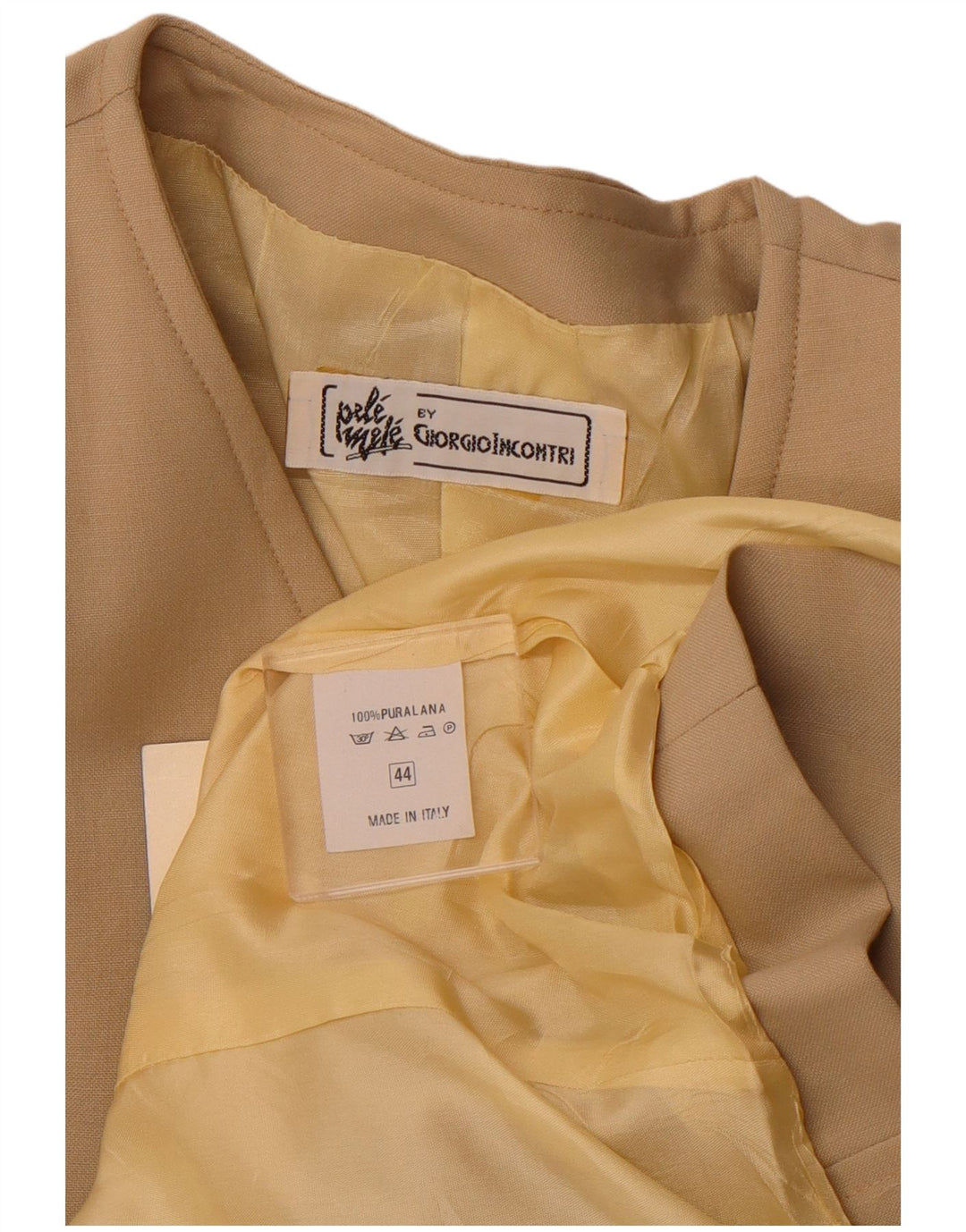 Jachetă pentru femei VINTAGE cu piept dublu IT 44 Lână Bej Mediu