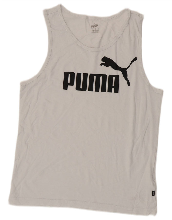 Top cu vestă grafică Puma pentru femei UK 14, bumbac alb mediu