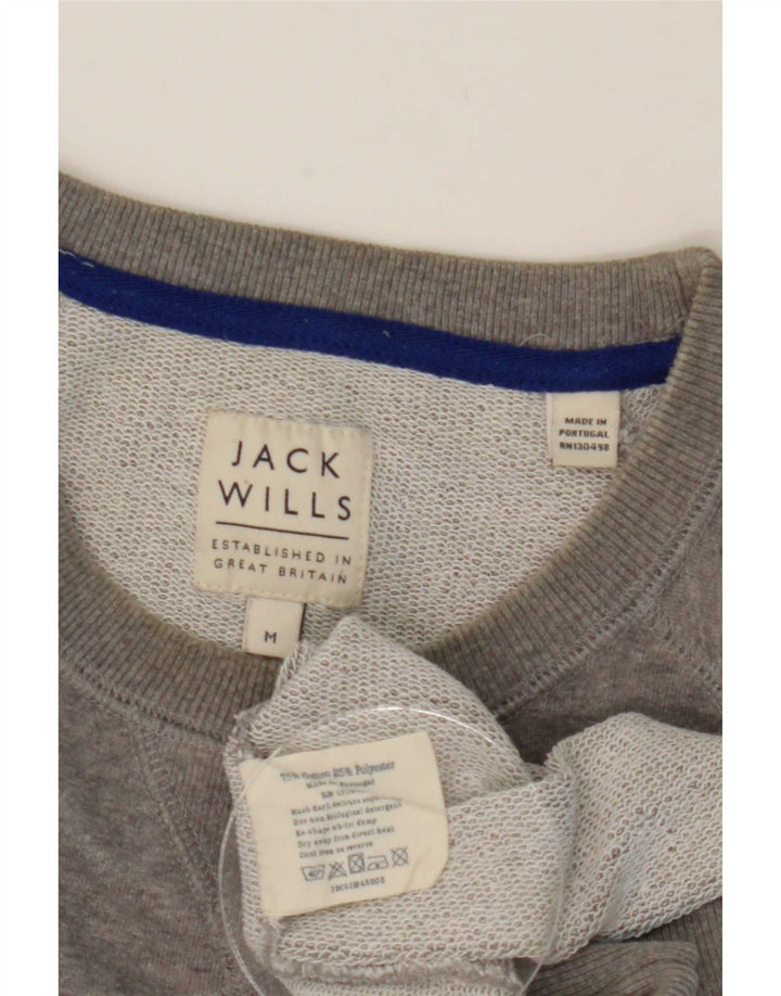 Pulover cu grafic pentru bărbați Jack Wills, bumbac cu pete, gri mediu