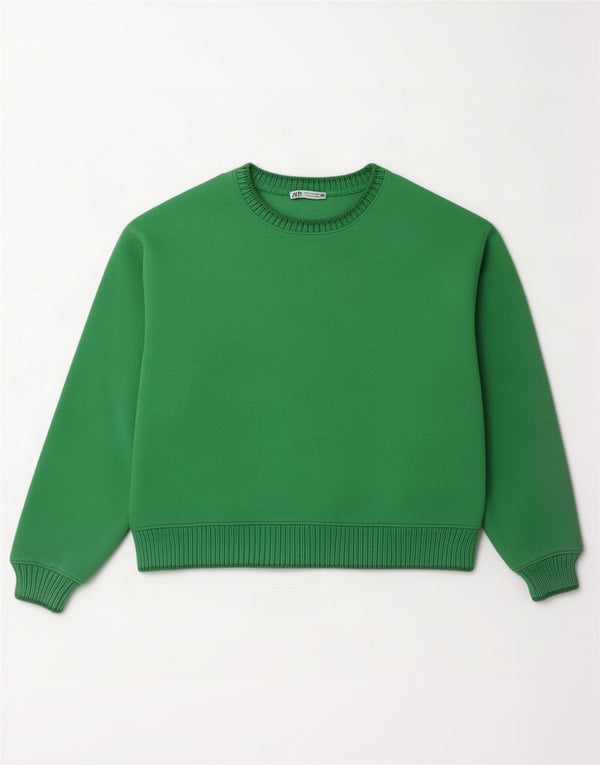 Pulover supradimensionat pentru femei Zara UK 10 Bumbac verde mic