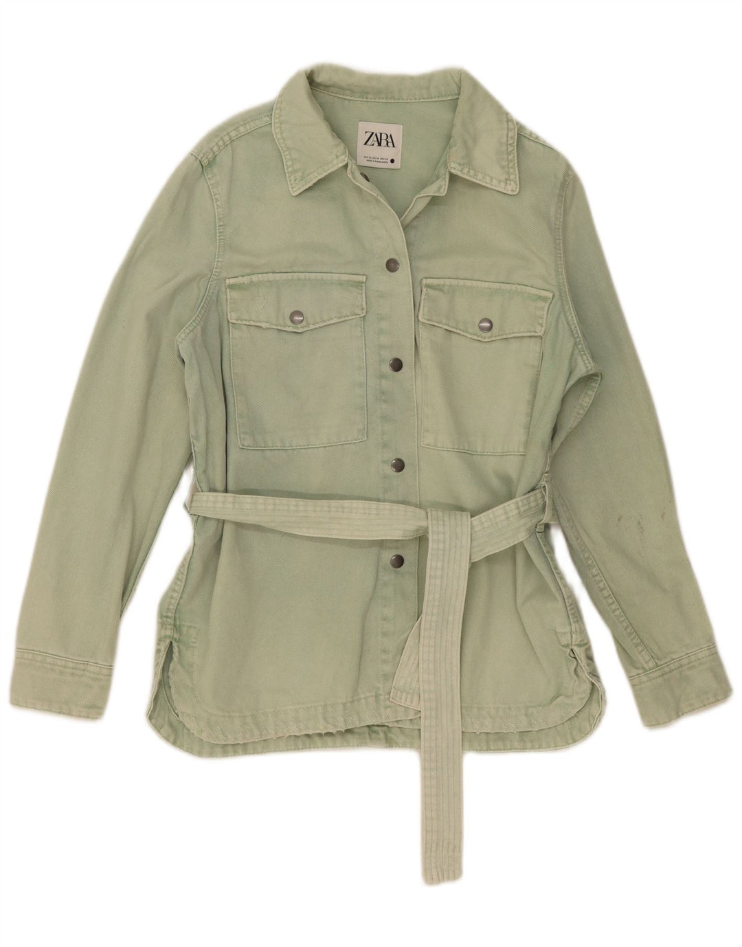 Jachetă de blugi supradimensionată pentru femei Zara UK 6 XS Verde