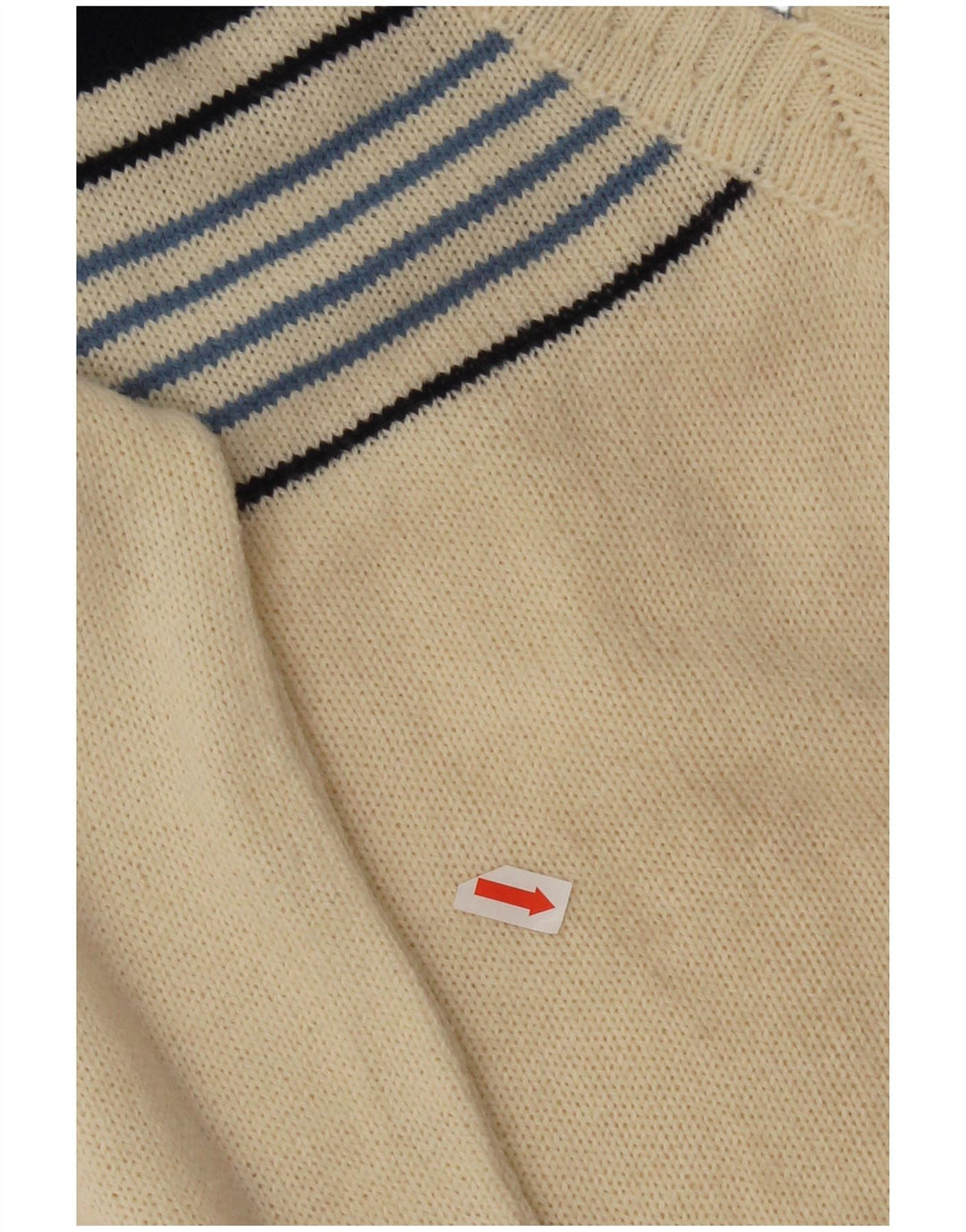 Pulover vintage pentru femei cu decolteu în V UK 8 mic cu dungi albe