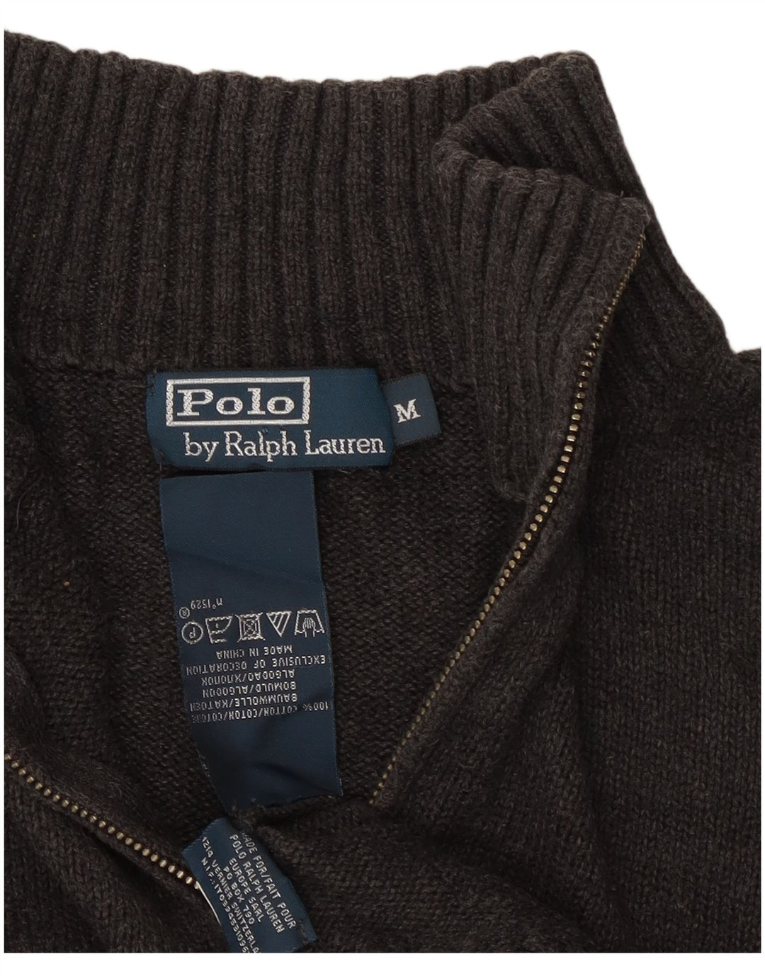 Pulover Polo Ralph Lauren pentru bărbați, cu fermoar și gât, bumbac, gri mediu