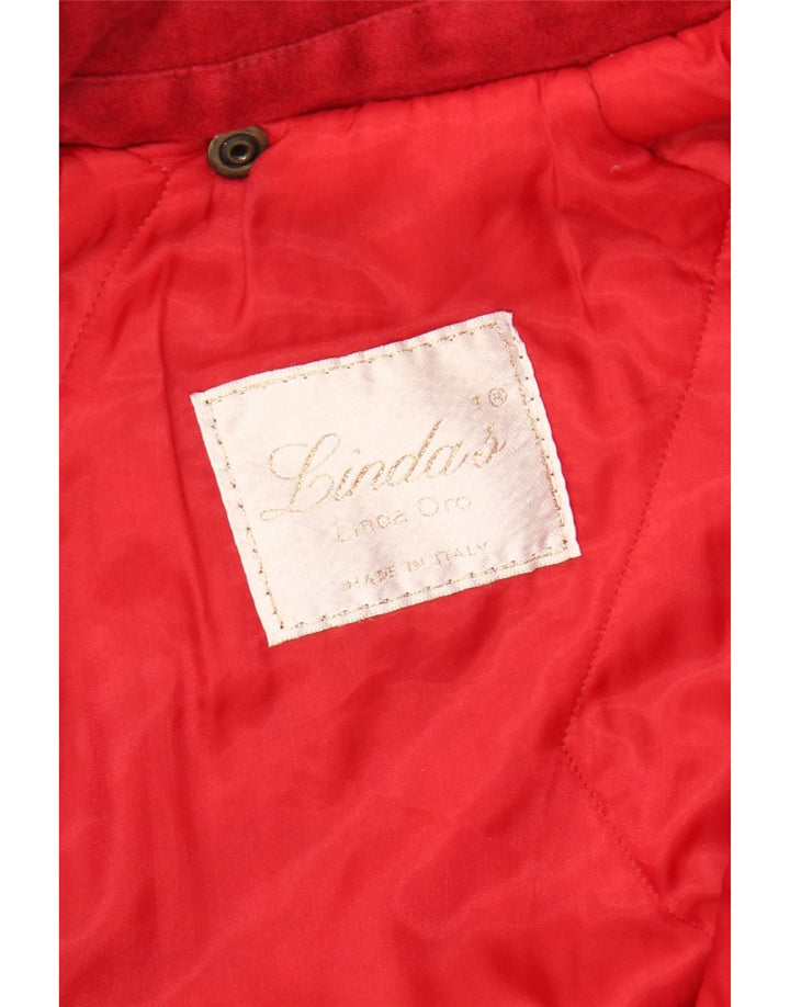 LINDA'S Womens Hooded Windbreaker Coat UK 14 Medium Red Vintage Linda's and Second-Hand Linda's from Messina Hembry 