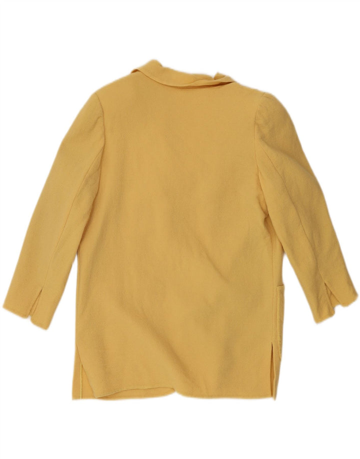 DAPHNE Womens 3/4 Sleeve Open Blazer Jacket UK 14 Medium Yellow Vintage Daphne and Second-Hand Daphne from Messina Hembry 