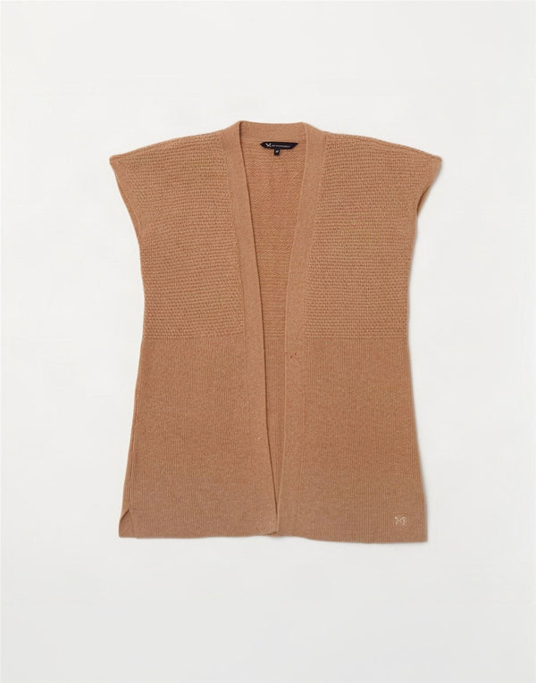 Crew Clothing Pulover cardigan deschis fără mâneci pentru femei UK 14 Bej mediu