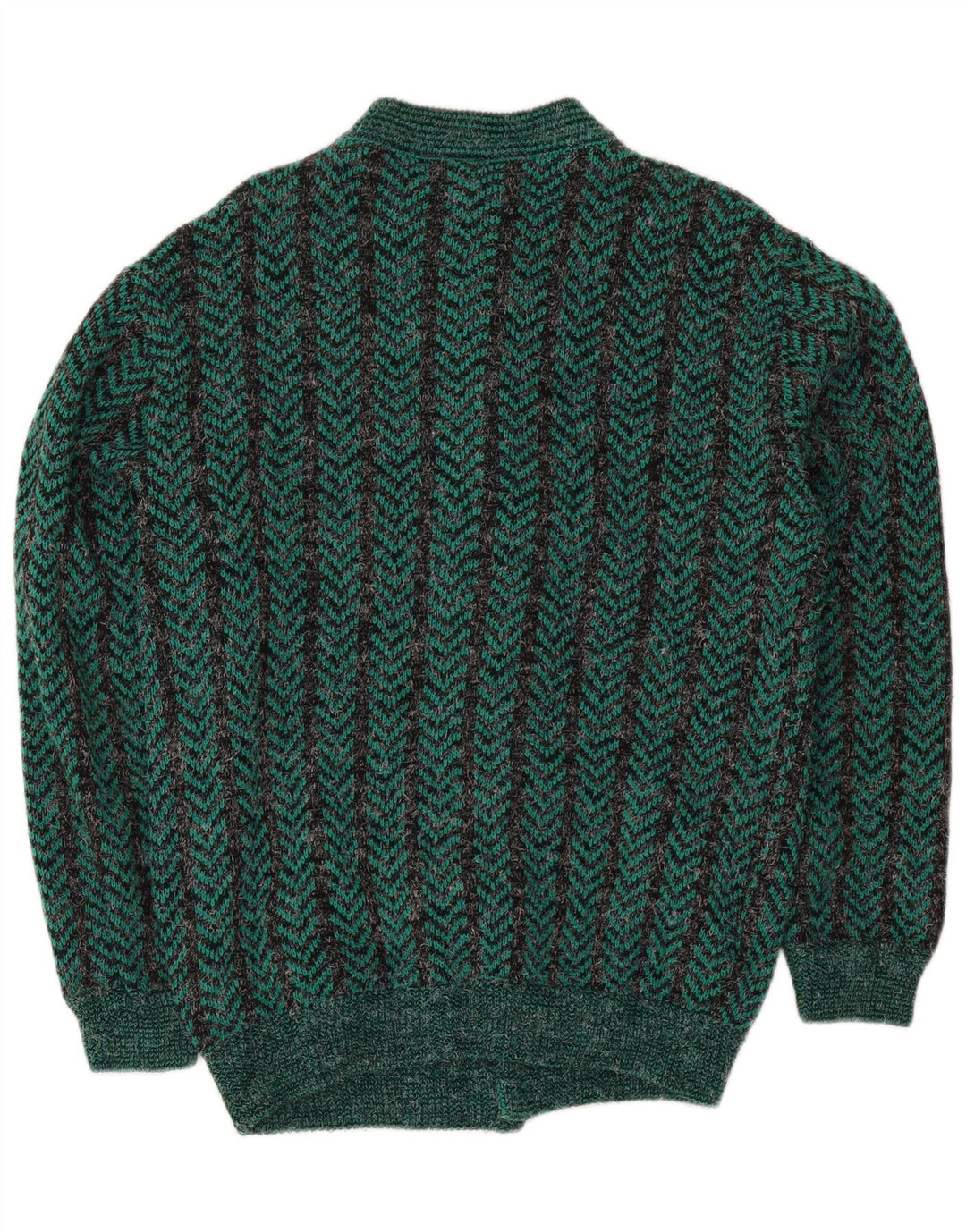 Pulover Cardigan Vintage pentru bărbați, cu croială obișnuită, verde mediu Chevron acrilic