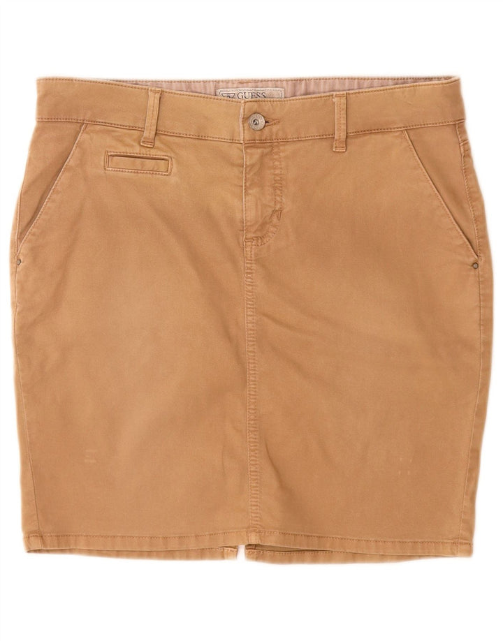 Fusta mini Guess pentru femei W29, bumbac, bej mediu